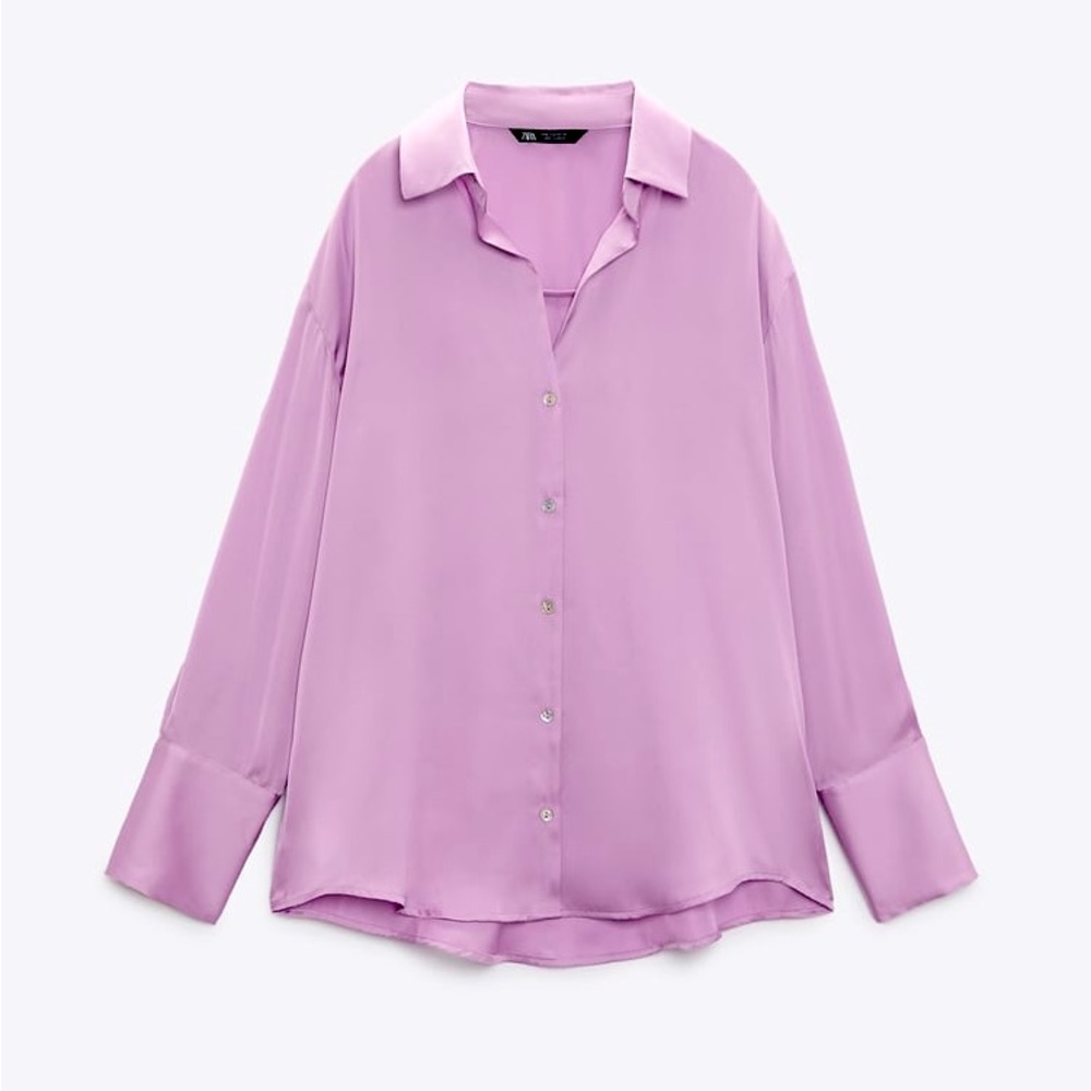 Zara FLOWY SATIN EFFECT SHIRT